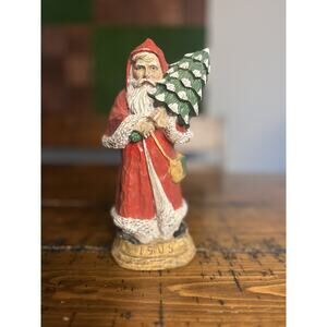 Vintage 1905 Father Christmas of Great Britain Santa Carved Resin Figure 8.5"